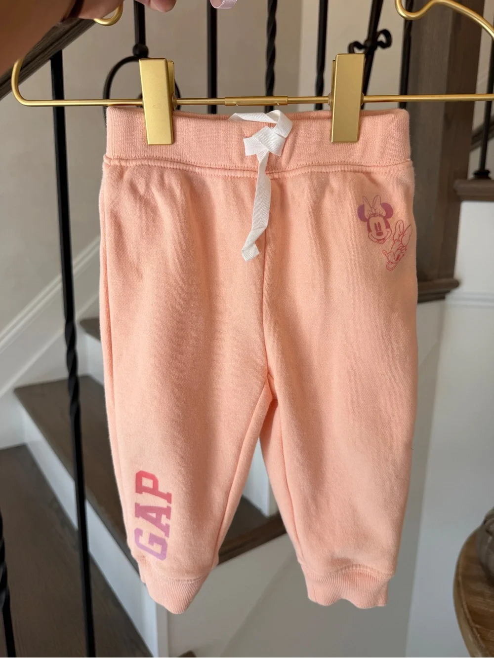 Baby Gap x Disney Minnie Mouse Hoodie & Jogger Tracksuit Set Peach 6-12 Months